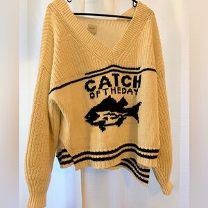 Maeve Anthropology Catch of the Day Cream Sweater Medium